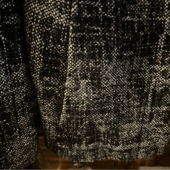 Zara Basic L White Black Jacket 17% Wool Lined Winter Big Pleated Collar F1 - Picture 4 of 11